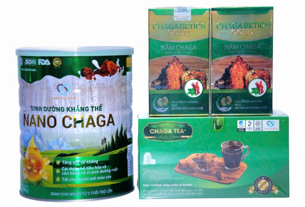 Combo (1 Dinh dưỡng Kháng thể Nano Chaga + 2 Chaga betics gold + 1 Chaga tea)